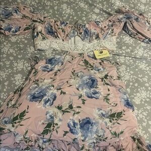 Floral Off-Shoulder Kids Dress
